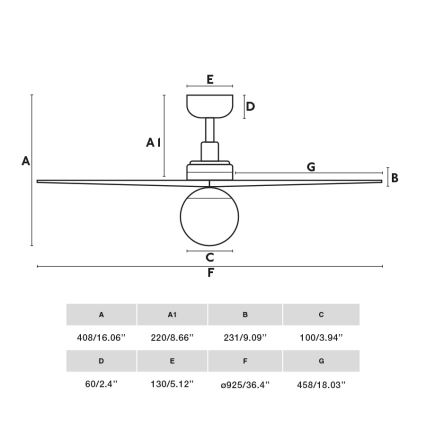 FARO 34284WT-11L - Stropni ventilator KLIM S 1xE27/15W/230V borovina/crna promjer 92,5 cm Wi-Fi Tuya + daljinski upravljač