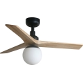 FARO 34284WT-11L - Stropni ventilator KLIM S 1xE27/15W/230V borovina/crna promjer 92,5 cm Wi-Fi Tuya + daljinski upravljač