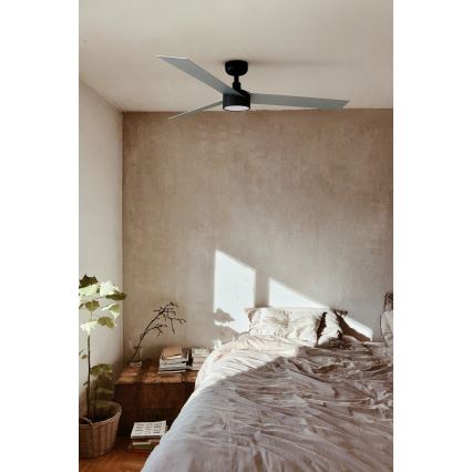 FARO 34286-1TW - LED stropni ventilator s prigušivanjem CRUISER L LED/18W/230V 2700/3000/4000K Ø 132 cm crna/siva + daljinski upravljač