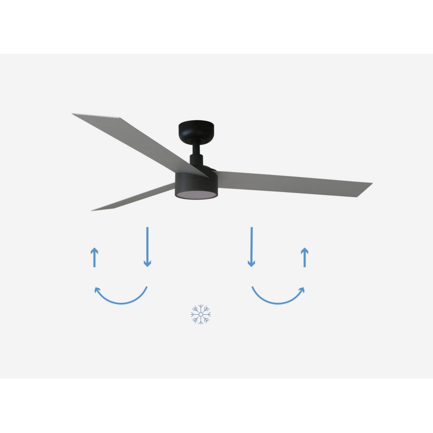 FARO 34286-1TW - LED stropni ventilator s prigušivanjem CRUISER L LED/18W/230V 2700/3000/4000K Ø 132 cm crna/siva + daljinski upravljač