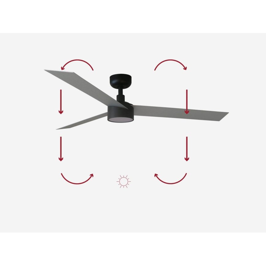 FARO 34286-1TW - LED stropni ventilator s prigušivanjem CRUISER L LED/18W/230V 2700/3000/4000K Ø 132 cm crna/siva + daljinski upravljač