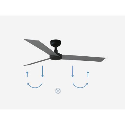 FARO 34286 - Stropni ventilator CRUISER L crna pr. 132 cm + daljinski upravljač
