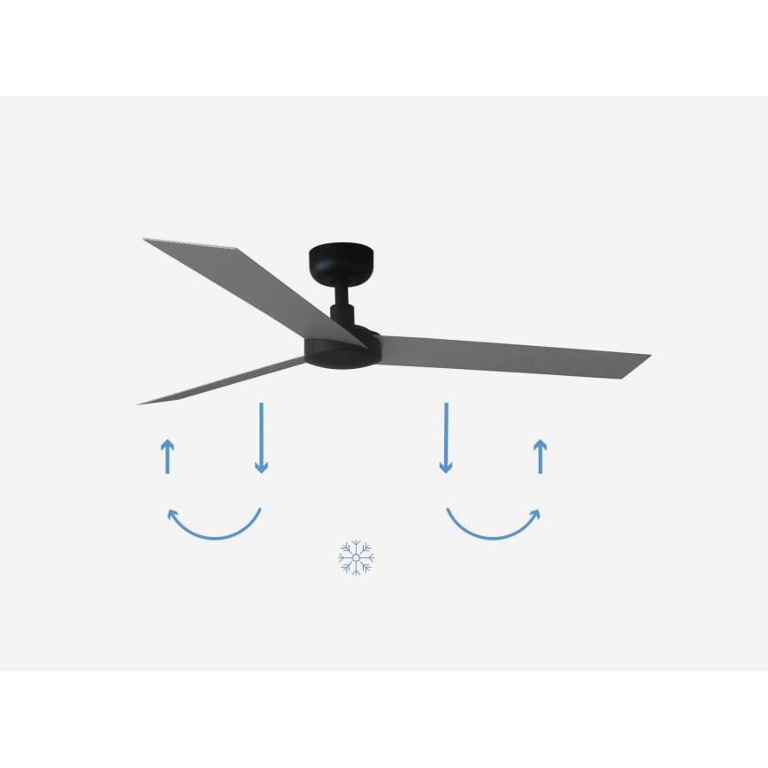 FARO 34286 - Stropni ventilator CRUISER L crna pr. 132 cm + daljinski upravljač