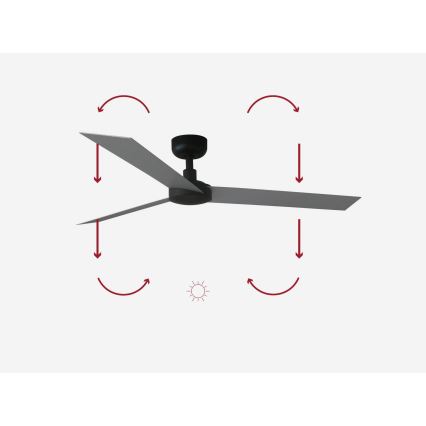 FARO 34286 - Stropni ventilator CRUISER L crna pr. 132 cm + daljinski upravljač