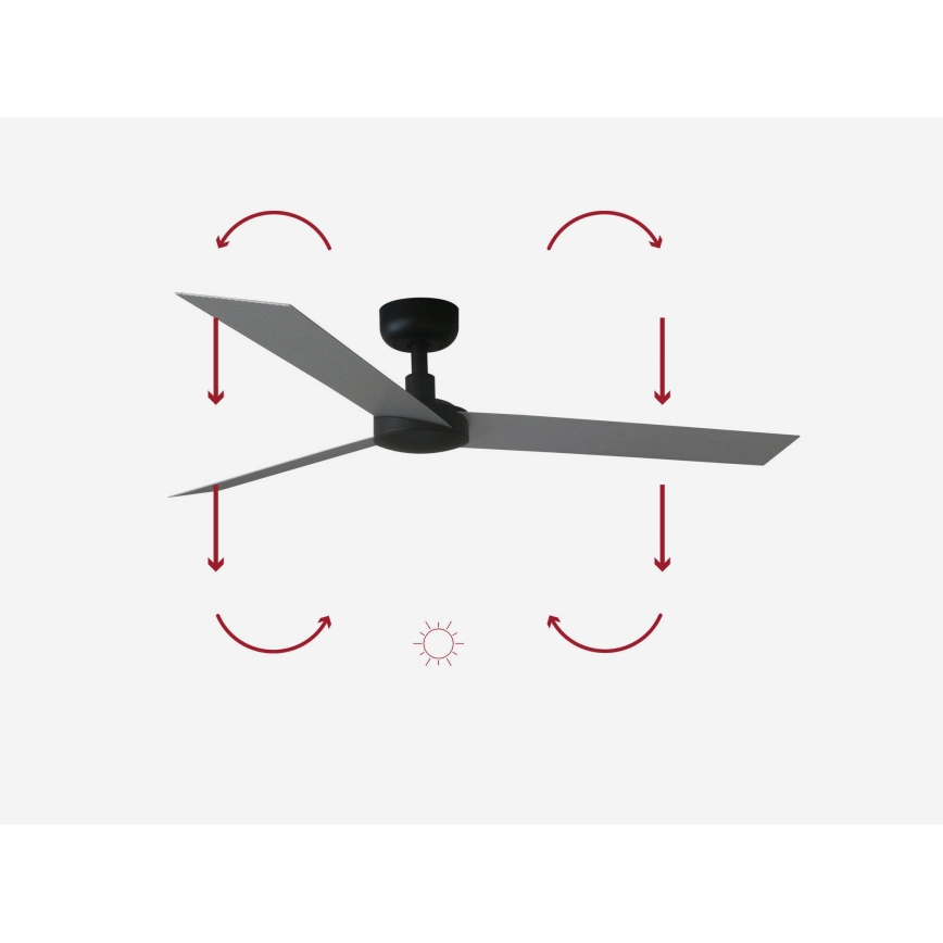 FARO 34286 - Stropni ventilator CRUISER L crna pr. 132 cm + daljinski upravljač