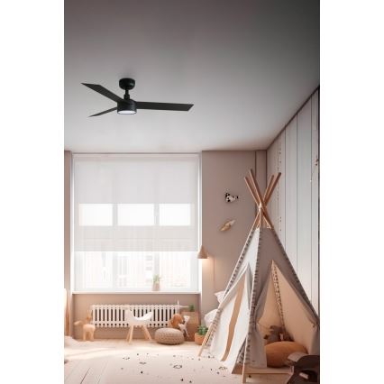 FARO 34289-1TW - LED stropni ventilator CRUISER S s mogućnošću prigušivanja, 18W/230V, 2700/3000/4000K, Ø106 cm, crna + daljinski upravljač