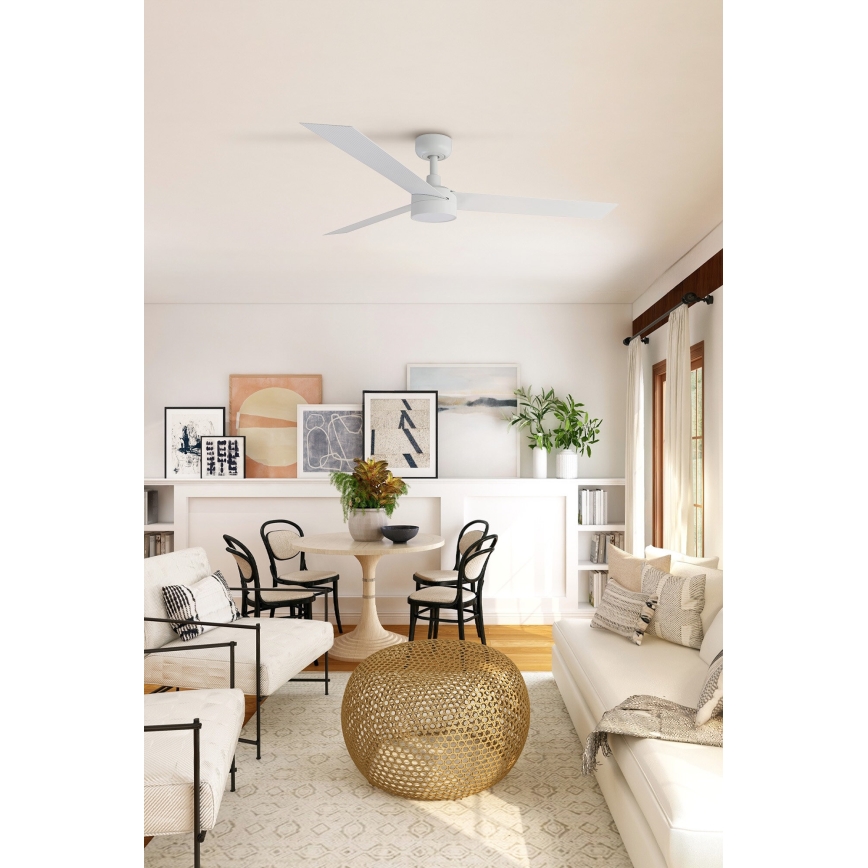 FARO 34290-1TW - LED ventilator CRUISER s mogućnošću prigušivanja LED/20W/230V 2700/3000/4000K promjer 132 cm bijela + daljinski upravljač