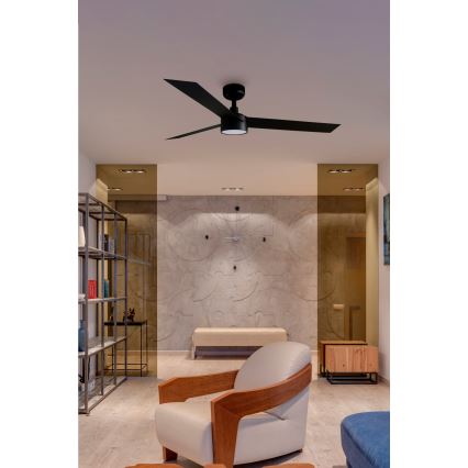FARO 34291-1TW - LED stropni ventilator CRUISER s mogućnošću prigušivanja LED/20W/230V 2700/3000/4000K Ø 132 cm crni + daljinski upravljač