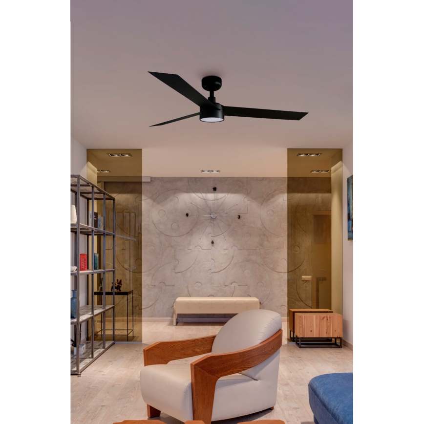 FARO 34291-1TW - LED stropni ventilator CRUISER s mogućnošću prigušivanja LED/20W/230V 2700/3000/4000K Ø 132 cm crni + daljinski upravljač