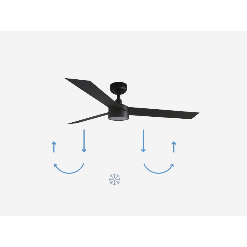 FARO 34291-1TW - LED stropni ventilator CRUISER s mogućnošću prigušivanja LED/20W/230V 2700/3000/4000K Ø 132 cm crni + daljinski upravljač