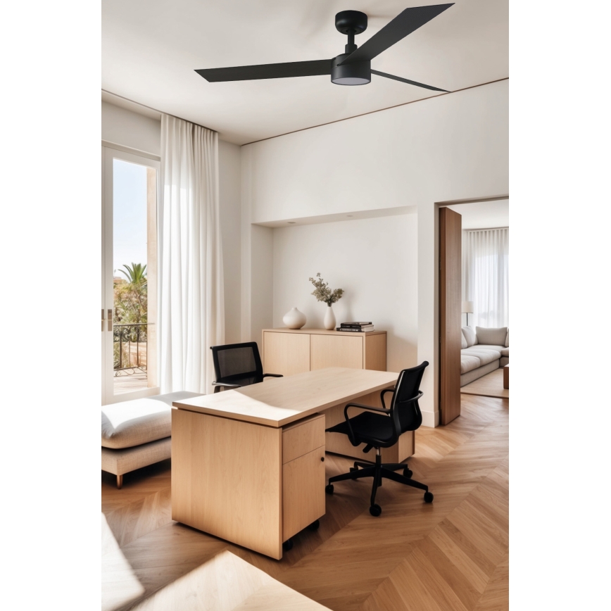 FARO 34291WT1S - LED stropni ventilator s prigušivanjem CRUISER L LED/18W/230V 2700/3000/4000K Ø 132 cm crna Wi‑Fi Tuya + daljinski upravljač