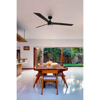 FARO 34293-1TW - LED stropni ventilator s prigušivanjem CRUISER XL LED/18W/230V 2700/3000/4000K Ø 160 cm crni + daljinski upravljač