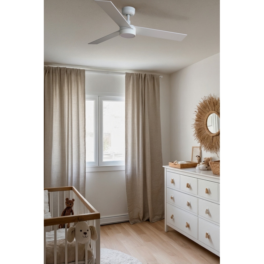 FARO 34295-1TW - LED Prigušivi stropni ventilator RUDDER S LED/18W/230V 2700/4000/6500K pr. 106 cm bijela + daljinski upravljač