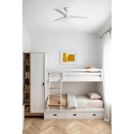 FARO 34295WT - Stropni ventilator RUDDER S bijela/bež pr. 106 cm Wi-Fi Tuya + daljinski upravljač