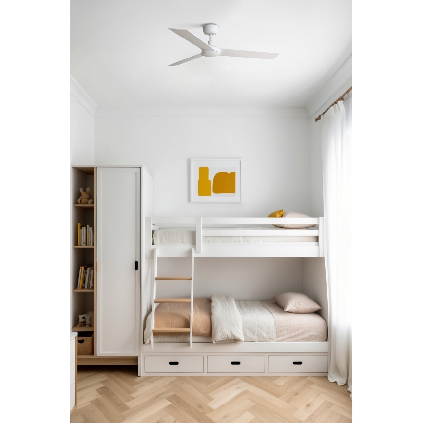 FARO 34295WT - Stropni ventilator RUDDER S bijela/bež pr. 106 cm Wi-Fi Tuya + daljinski upravljač