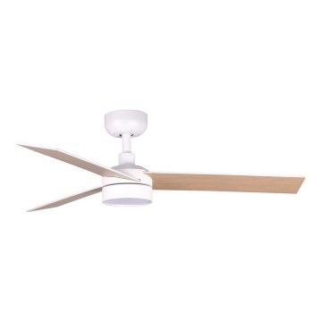 FARO 34295WT1S - LED stropni ventilator RUDDER s LED osvjetljenjem/18W/230V 2700/3000/4000K Ø 106 cm bež/bijela Wi‑Fi Tuya + daljinski upravljač