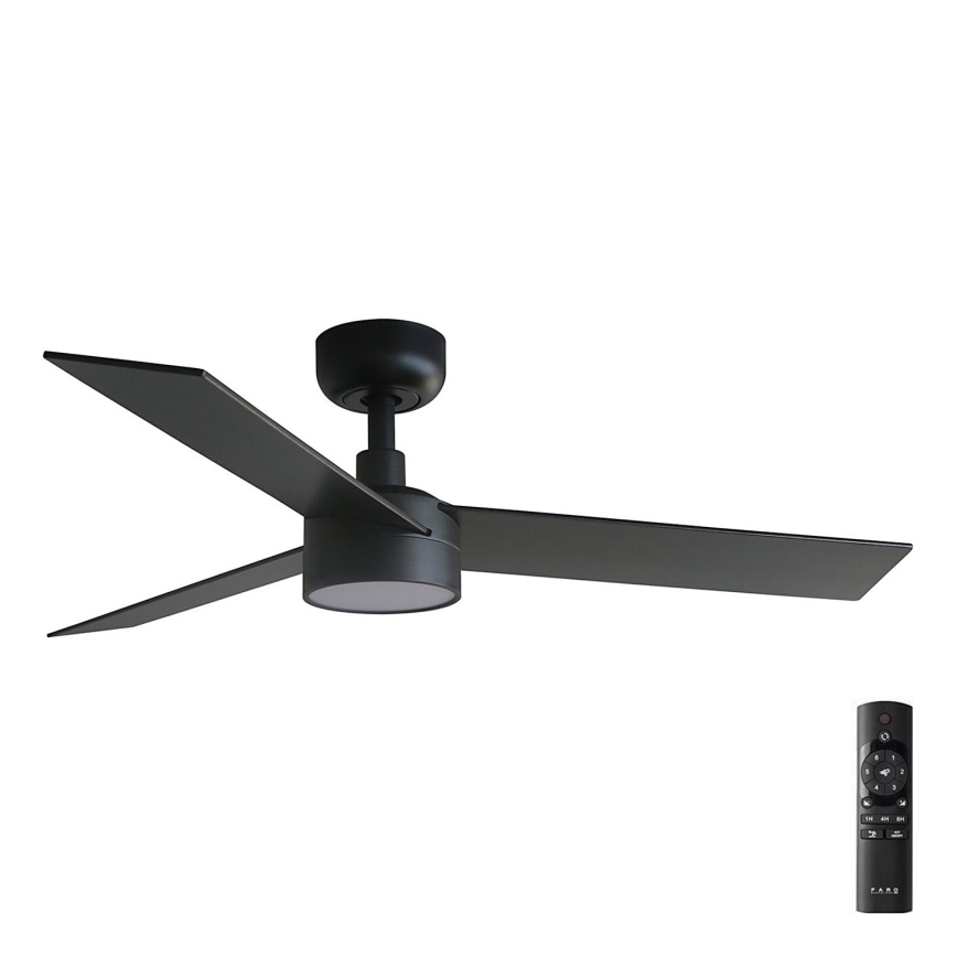 FARO 34296-1TW - LED Prigušivi stropni ventilator RUDDER S LED/18W/230V 2700/4000/6500K pr. 106 cm crna + daljinski upravljač
