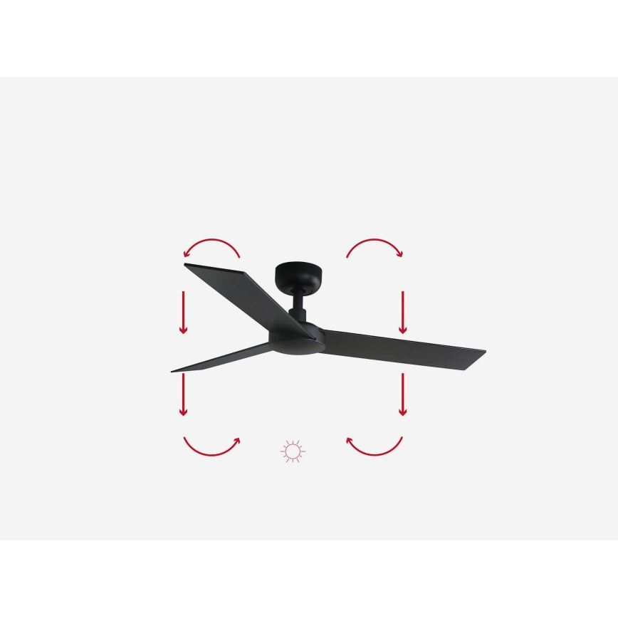 FARO 34296WP - Stropni ventilator RUDDER S crna pr. 106 cm SMART + daljinski upravljač