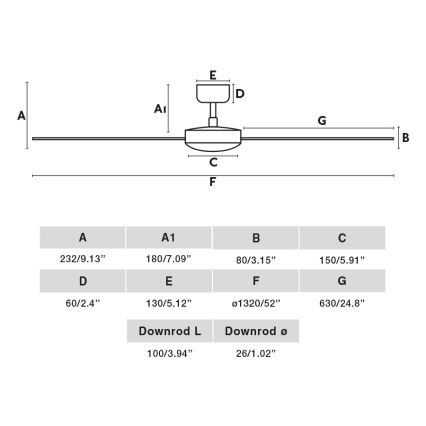 FARO 34298WP - Stropni ventilator RUDDER L crna pr. 132 cm SMART + daljinski upravljač