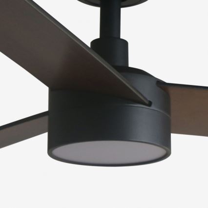 FARO 34298WT1S - LED stropni ventilator s mogućnošću prigušivanja RUDDER L LED/18W/230V 2700/3000/4000K prom. 132 cm smeđa/crna Wi‑Fi Tuya + daljinski upravljač