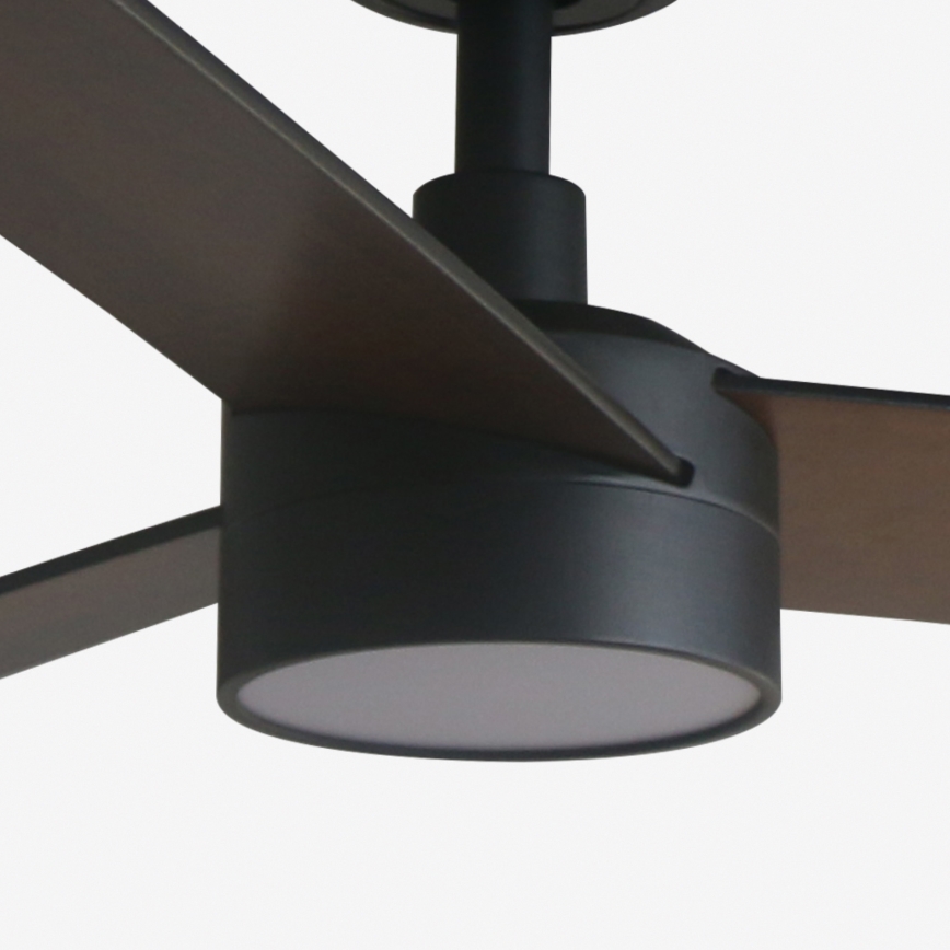 FARO 34298WT1S - LED stropni ventilator s mogućnošću prigušivanja RUDDER L LED/18W/230V 2700/3000/4000K prom. 132 cm smeđa/crna Wi‑Fi Tuya + daljinski upravljač