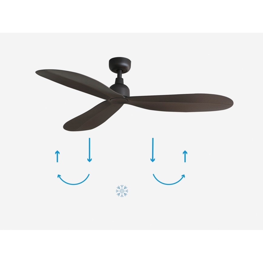 FARO 34301 - Stropni ventilator PALMA smeđa pr. 129 cm IP44 + daljinski upravljač