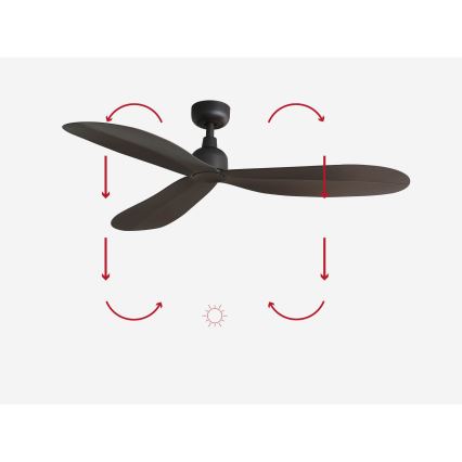 FARO 34301 - Stropni ventilator PALMA smeđa pr. 129 cm IP44 + daljinski upravljač