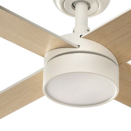 FARO 34355WT-1TW - LED Prigušivi stropni ventilator RUDDER L LED/18W/230V 2700/4350/6000K bijela/bež pr. 132 cm Wi-Fi Tuya + daljinski upravljač