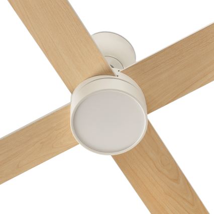 FARO 34355WT-1TW - LED Prigušivi stropni ventilator RUDDER L LED/18W/230V 2700/4350/6000K bijela/bež pr. 132 cm Wi-Fi Tuya + daljinski upravljač