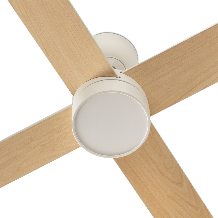 FARO 34355WT-1TW - LED Prigušivi stropni ventilator RUDDER L LED/18W/230V 2700/4350/6000K bijela/bež pr. 132 cm Wi-Fi Tuya + daljinski upravljač