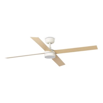 FARO 34355WT1S - Stropni LED ventilator RUDDER L s mogućnošću prigušivanja LED/18W/230V 2700/3000/4000K Ø 132 cm bež/bijela Wi‑Fi Tuya + daljinski upravljač
