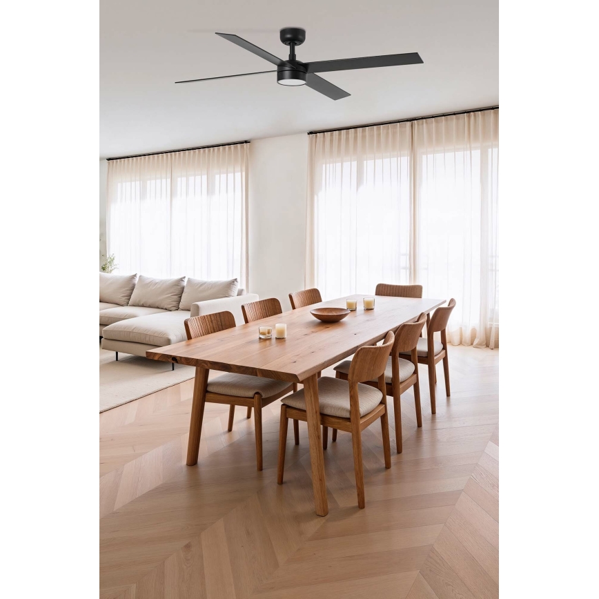 FARO 34356-1TW - LED Prigušivi stropni ventilator RUDDER L LED/20W/230V crna/smeđa pr. 132 cm + daljinski upravljač