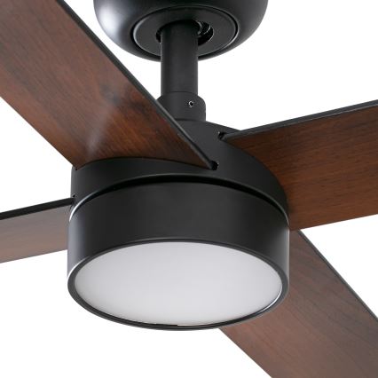 FARO 34356WT-1TW - LED Prigušivi stropni ventilator RUDDER L LED/18W/230V 2700/4350/6000K smeđa/crna pr. 132 cm Wi-Fi Tuya + daljinski upravljač