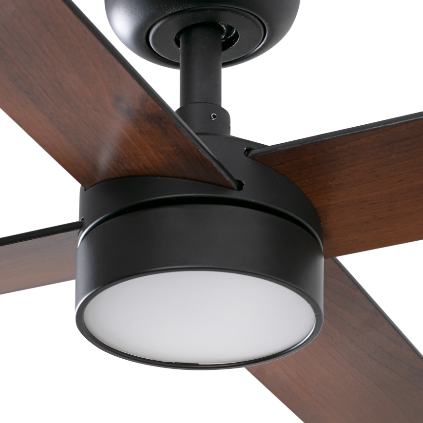 FARO 34356WT-1TW - LED Prigušivi stropni ventilator RUDDER L LED/18W/230V 2700/4350/6000K smeđa/crna pr. 132 cm Wi-Fi Tuya + daljinski upravljač