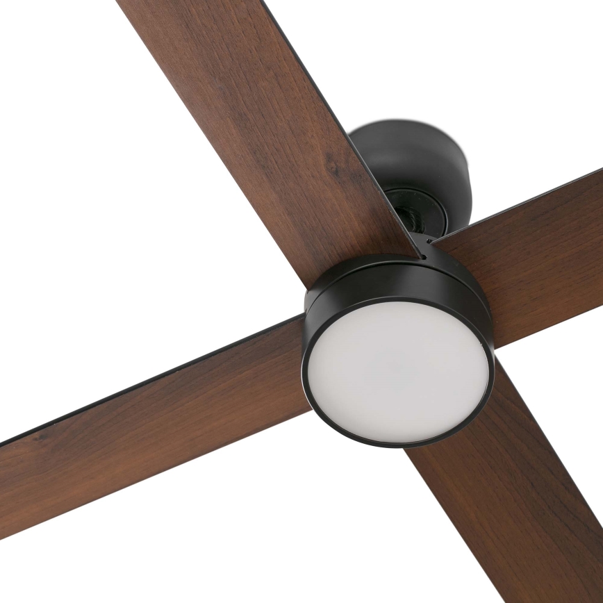 FARO 34356WT-1TW - LED Prigušivi stropni ventilator RUDDER L LED/18W/230V 2700/4350/6000K smeđa/crna pr. 132 cm Wi-Fi Tuya + daljinski upravljač