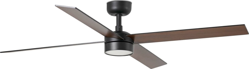 FARO 34356WT-1TW - LED Prigušivi stropni ventilator RUDDER L LED/18W/230V 2700/4350/6000K smeđa/crna pr. 132 cm Wi-Fi Tuya + daljinski upravljač