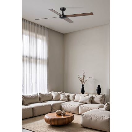 FARO 34356WT - Stropni ventilator RUDDER L smeđa/crna pr. 132 cm Wi-Fi Tuya + daljinski upravljač