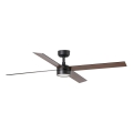 FARO 34356WT1S - LED stropni ventilator s možností prigušivanja RUDDER L LED/18W/230V 2700/3000/4000K Ø 132 cm smeđa/crna Wi-Fi Tuya + daljinski upravljač