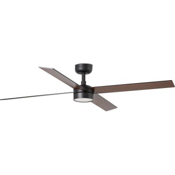 FARO 34356WT1S - LED stropni ventilator s možností prigušivanja RUDDER L LED/18W/230V 2700/3000/4000K Ø 132 cm smeđa/crna Wi-Fi Tuya + daljinski upravljač