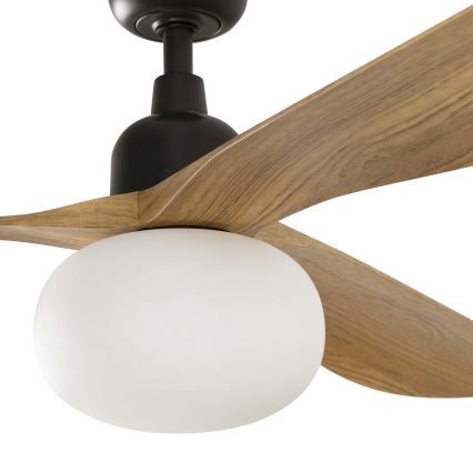 FARO 34360WT-11L - Stropni ventilator OUTWOOD L 1xE27/15W/230V smeđa/crna pr. 150 cm Wi-Fi Tuya IP44 + daljinski upravljač