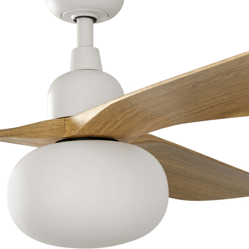 FARO 34361WT-11L - Stropni ventilator OUTWOOD L 1xE27/15W/230V smeđa/bijela pr. 150 cm Wi-Fi Tuya IP44 + daljinski upravljač