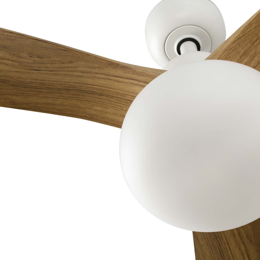 FARO 34361WT-11L - Stropni ventilator OUTWOOD L 1xE27/15W/230V smeđa/bijela pr. 150 cm Wi-Fi Tuya IP44 + daljinski upravljač