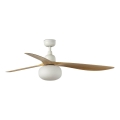 FARO 34361WT-11L - stropni ventilator OUTWOOD L 1xE27/15W/230V smeđa/bijela Ø150 cm Wi-Fi Tuya IP44 + daljinski