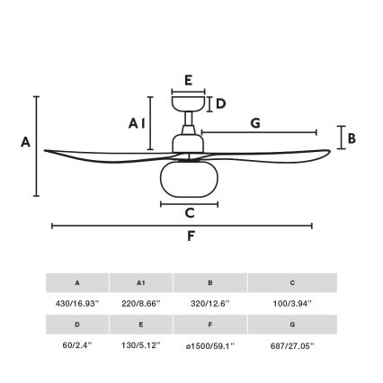 FARO 34361WT-11L - stropni ventilator OUTWOOD L 1xE27/15W/230V smeđa/bijela Ø150 cm Wi-Fi Tuya IP44 + daljinski