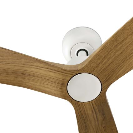 FARO 34361WT - Stropni ventilator OUTWOOD L smeđa/bijela pr. 150 cm Wi-Fi Tuya IP44 + daljinski upravljač