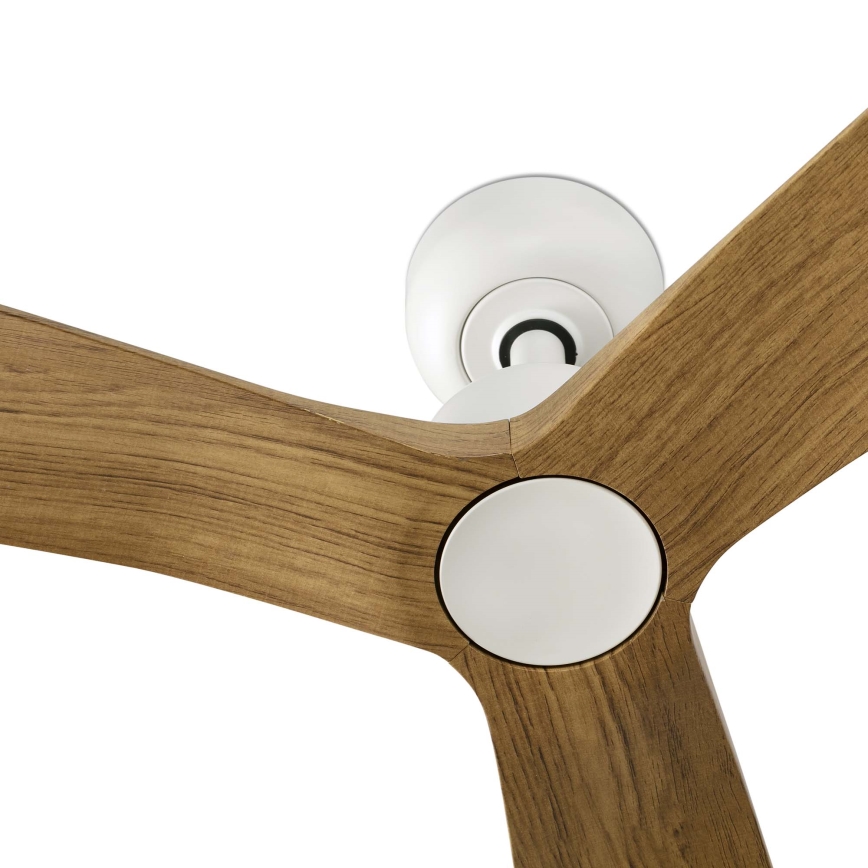 FARO 34361WT - Stropni ventilator OUTWOOD L smeđa/bijela pr. 150 cm Wi-Fi Tuya IP44 + daljinski upravljač