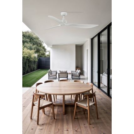 FARO 34363WT - Stropni ventilator OUTWOOD L bijela pr. 150 cm Wi-Fi Tuya IP44 + daljinski upravljač
