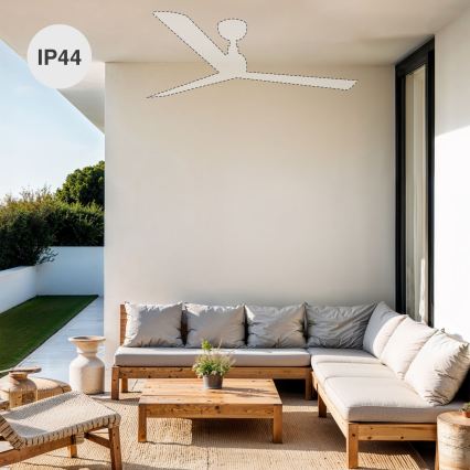 FARO 34370WT - Stropni ventilator MARINE M promjer 125 cm smeđa/bijela IP44 Wi-Fi Tuya + daljinski upravljač