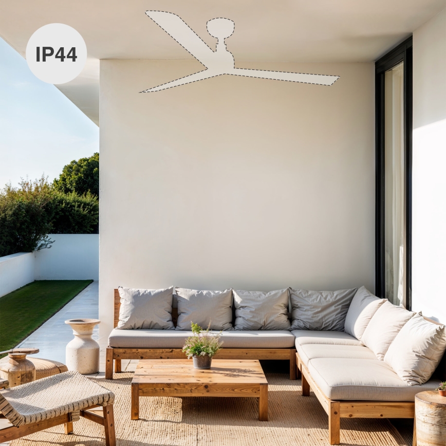 FARO 34370WT - Stropni ventilator MARINE M promjer 125 cm smeđa/bijela IP44 Wi-Fi Tuya + daljinski upravljač