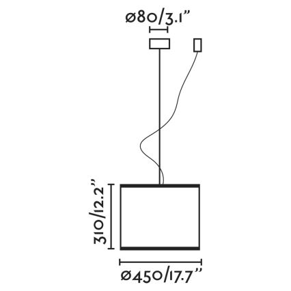 FARO 64314-49 - Luster na sajli MAMBO 1xE27/15W/230V pr. 45 cm ratan/crna